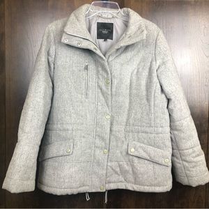 Talbots Gray Wool Puffer Jacket Women's Size Medium Petite